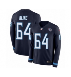 Youth Nike Tennessee Titans #64 Josh Kline Limited Navy Blue Therma Long Sleeve NFL Jersey