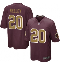 Men's Nike Washington Redskins #20 Rob Kelley Game Burgundy Red/Gold Number Alternate 80TH Anniversary NFL Jersey