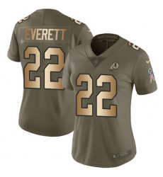 Women's Nike Washington Redskins #22 Deshazor Everett Limited Olive/Gold 2017 Salute to Service NFL Jersey