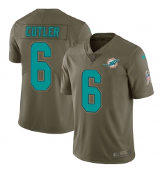Men's Nike Miami Dolphins #6 Jay Cutler Limited Olive 2017 Salute to Service NFL Jersey