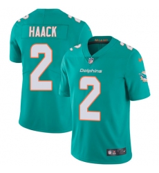 Men's Nike Miami Dolphins #2 Matt Haack Aqua Green Team Color Vapor Untouchable Limited Player NFL Jersey