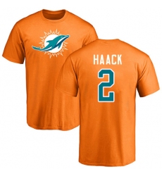 NFL Nike Miami Dolphins #2 Matt Haack Orange Name & Number Logo T-Shirt