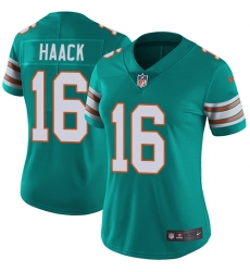 Women's Nike Miami Dolphins #16 Matt Haack Aqua Green Alternate Vapor Untouchable Elite Player NFL Jersey