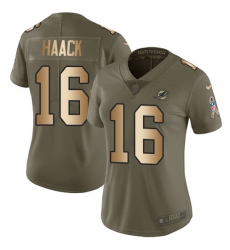Women's Nike Miami Dolphins #16 Matt Haack Limited Olive/Gold 2017 Salute to Service NFL Jersey