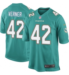 Men's Nike Miami Dolphins #42 Alterraun Verner Game Aqua Green Team Color NFL Jersey