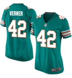 Women's Nike Miami Dolphins #42 Alterraun Verner Game Aqua Green Alternate NFL Jersey
