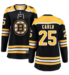 Women's Boston Bruins #25 Brandon Carlo Authentic Black Home Fanatics Branded Breakaway NHL Jersey
