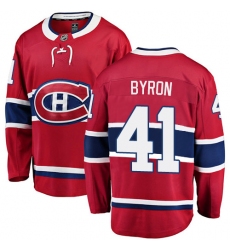 Youth Montreal Canadiens #41 Paul Byron Authentic Red Home Fanatics Branded Breakaway NHL Jersey