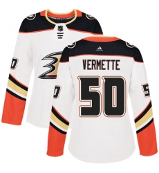 Women's Adidas Anaheim Ducks #50 Antoine Vermette Authentic White Away NHL Jersey
