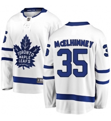 Youth Toronto Maple Leafs #35 Curtis McElhinney Fanatics Branded White Away Breakaway NHL Jersey