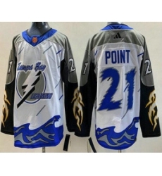 Men's Tampa Bay Lightning #21 Brayden Point White 2022 Reverse Retro Authentic Jersey