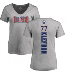 NHL Women's Adidas Edmonton Oilers #77 Oscar Klefbom Ash Backer T-Shirt