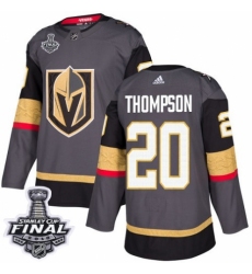 Men's Adidas Vegas Golden Knights #20 Paul Thompson Authentic Gray Home 2018 Stanley Cup Final NHL Jersey