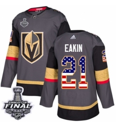 Men's Adidas Vegas Golden Knights #21 Cody Eakin Authentic Gray USA Flag Fashion 2018 Stanley Cup Final NHL Jersey