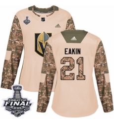 Women's Adidas Vegas Golden Knights #21 Cody Eakin Authentic Camo Veterans Day Practice 2018 Stanley Cup Final NHL Jersey