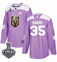 Men's Adidas Vegas Golden Knights #35 Oscar Dansk Authentic Purple Fights Cancer Practice 2018 Stanley Cup Final NHL Jersey