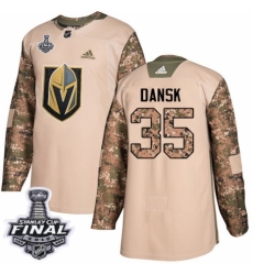 Youth Adidas Vegas Golden Knights #35 Oscar Dansk Authentic Camo Veterans Day Practice 2018 Stanley Cup Final NHL Jersey