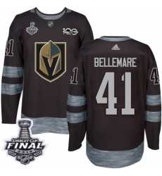 Men's Adidas Vegas Golden Knights #41 Pierre-Edouard Bellemare Authentic Black 1917-2017 100th Anniversary 2018 Stanley Cup Final NHL Jersey