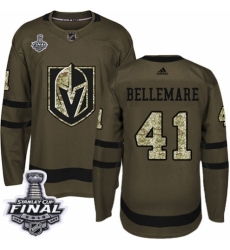 Men's Adidas Vegas Golden Knights #41 Pierre-Edouard Bellemare Authentic Green Salute to Service 2018 Stanley Cup Final NHL Jersey