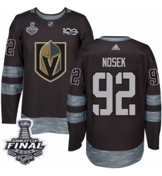 Men's Adidas Vegas Golden Knights #92 Tomas Nosek Authentic Black 1917-2017 100th Anniversary 2018 Stanley Cup Final NHL Jersey