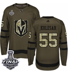 Men's Adidas Vegas Golden Knights #55 Keegan Kolesar Authentic Green Salute to Service 2018 Stanley Cup Final NHL Jersey