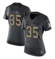 Women's Nike Dallas Cowboys #35 Kavon Frazier Limited Black 2016 Salute to Service NFL Jersey