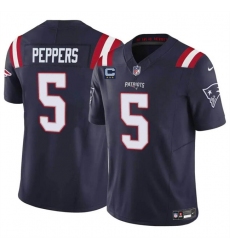 Men's New England Patriots #5 Jabrill Peppers Navy F.U.S.E. With 3-Star C Vapor Limited Stitched Football Jersey