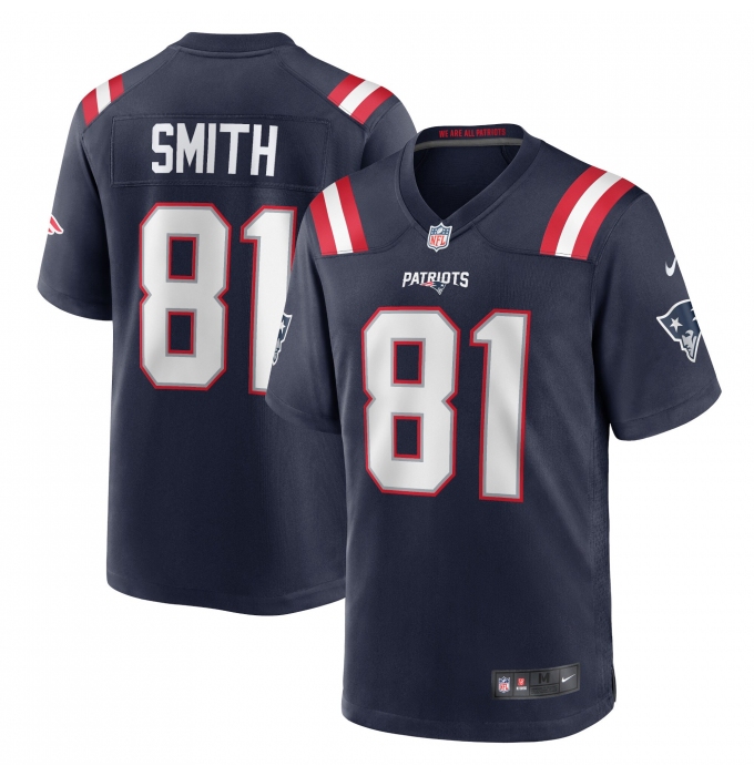 Men's New England Patriots #81 Jonnu Smith Navy Stitched Game Jersey