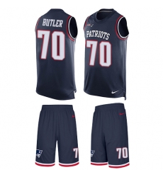 Men's Nike New England Patriots #70 Adam Butler Limited Navy Blue Tank Top Suit NFL Jersey
