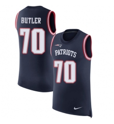 Men's Nike New England Patriots #70 Adam Butler Navy Blue Rush Player Name & Number Tank Top NFL Jersey
