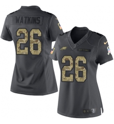 Women's Nike Philadelphia Eagles #26 Jaylen Watkins Limited Black 2016 Salute to Service NFL Jersey