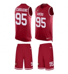 Men's Nike San Francisco 49ers #95 Tank Carradine Limited Red Tank Top Suit NFL Jersey
