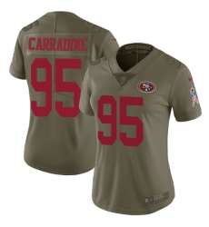 Women's Nike San Francisco 49ers #95 Tank Carradine Limited Olive 2017 Salute to Service NFL Jersey