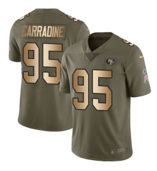 Youth Nike San Francisco 49ers #95 Tank Carradine Limited Olive/Gold 2017 Salute to Service NFL Jersey
