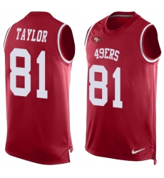 Men's Nike San Francisco 49ers #81 Trent Taylor Limited Red Player Name & Number Tank Top NFL Jersey