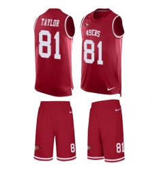 Men's Nike San Francisco 49ers #81 Trent Taylor Limited Red Tank Top Suit NFL Jersey