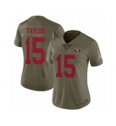 Women's San Francisco 49ers #15 Trent Taylor Limited Olive 2017 Salute to Service Football Jersey