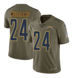 Men's Nike Los Angeles Chargers #24 Trevor Williams Limited Olive 2017 Salute to Service NFL Jersey
