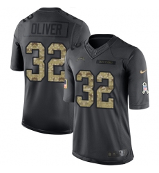 Men's Nike Los Angeles Chargers #32 Branden Oliver Limited Black 2016 Salute to Service NFL Jersey