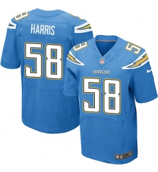 Men's Nike Los Angeles Chargers #58 Nigel Harris Elite Electric Blue Alternate NFL Jersey
