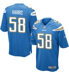 Men's Nike Los Angeles Chargers #58 Nigel Harris Game Electric Blue Alternate NFL Jersey