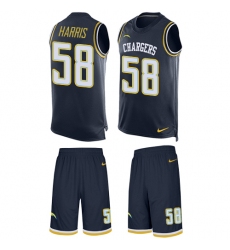 Men's Nike Los Angeles Chargers #58 Nigel Harris Limited Navy Blue Tank Top Suit NFL Jersey
