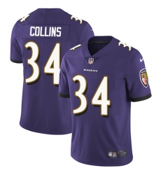 Youth Nike Baltimore Ravens #34 Alex Collins Purple Team Color Vapor Untouchable Limited Player NFL Jersey
