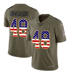 Men's Nike Baltimore Ravens #48 Patrick Onwuasor Limited Olive/USA Flag Salute to Service NFL Jersey