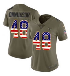Women's Nike Baltimore Ravens #48 Patrick Onwuasor Limited Olive/USA Flag Salute to Service NFL Jersey