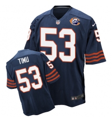 Men's Nike Chicago Bears #53 John Timu Elite Navy Blue Throwback NFL Jersey