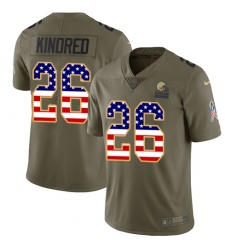 Youth Nike Cleveland Browns #26 Derrick Kindred Limited Olive/USA Flag 2017 Salute to Service NFL Jersey