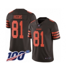 Men's Cleveland Browns #81 Rashard Higgins Limited Brown Rush Vapor Untouchable 100th Season Football Jersey