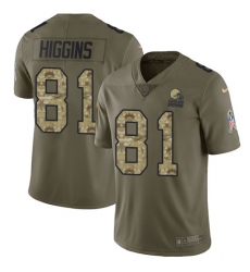 Men's Nike Cleveland Browns #81 Rashard Higgins Limited Olive/Camo 2017 Salute to Service NFL Jersey