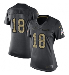 Women's Nike Detroit Lions #18 Jeff Locke Limited Black 2016 Salute to Service NFL Jersey